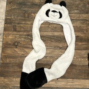 Kids Fuzzy Panda Bear Hat Scarf